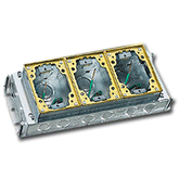 Hubbell B2423 Rectangular 3-G ECT Shallow Steel Fully Adjustable Brass Trim Floor Box